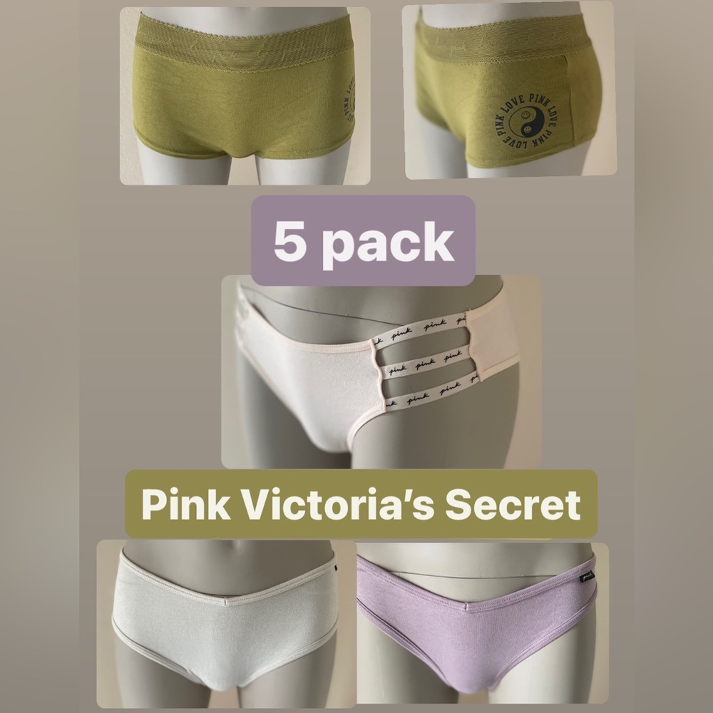 Victoria Secret PINK 5 Pack Cotton Panties Lot size Medium. NWOT